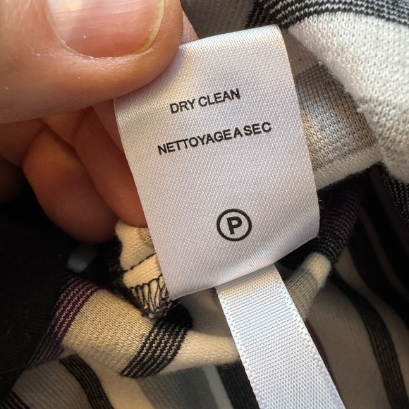 Calvin Klein Black Sheath Dress with Striped Hem Size 12 Jersey Casual Rear Zip - Picture 9 of 16